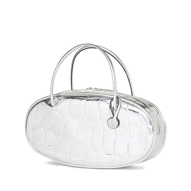 Pill Box Bag in Silver Mirror Embossed Vegan Leather – Hayward Hopper